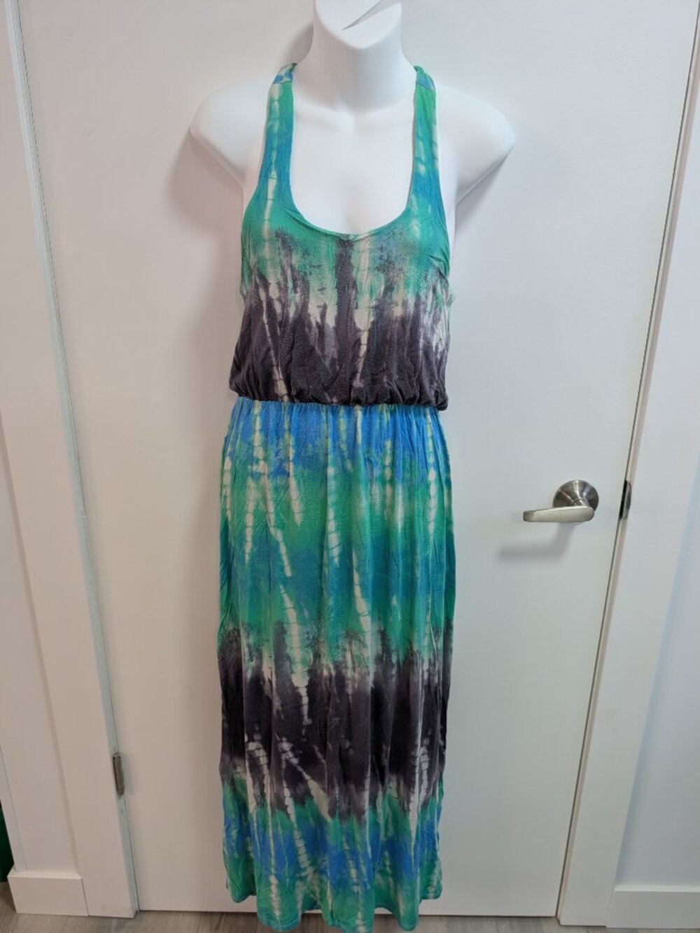 Colourful Sleeveless Tie-Dye Maxi Dress